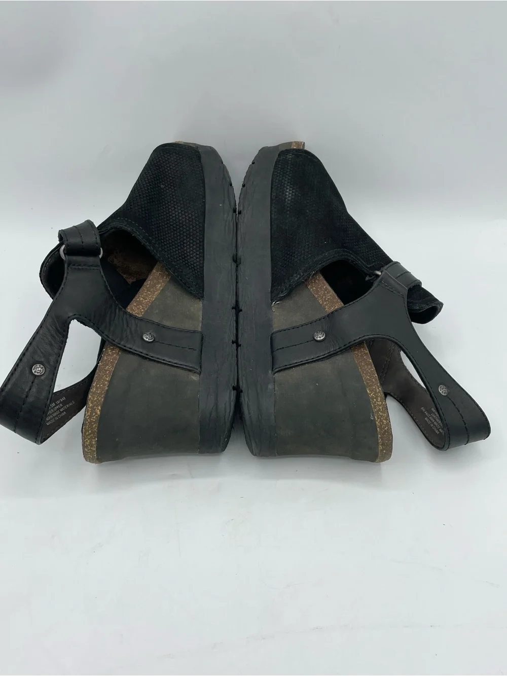 OTBT Waypoint Black Leather Wedge Boho Sandals - Comfortable Open-ToDesign